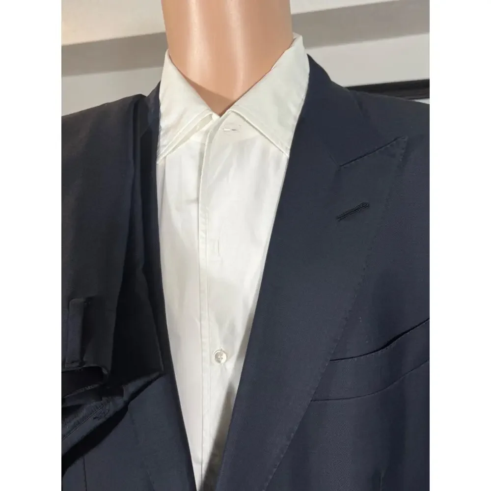 Tom Ford Blue 2Pc Suit 56 46R Peak Lapel Wool Men's 38x31 Trousers O'Connor